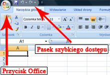 Menu i przycisk Office w Excelu 2007
